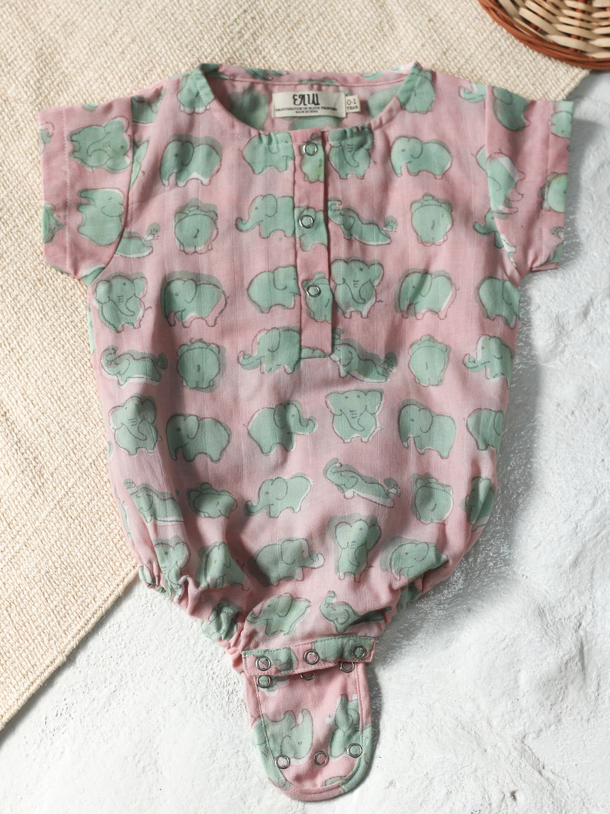 BABY ELEPHANT MUSLIN ROMPER