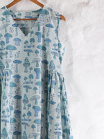 Skyblue Chevron with Mushroom Kurta set