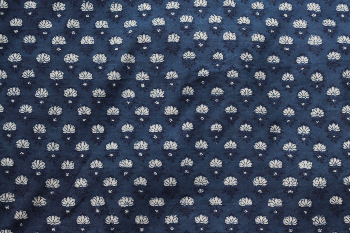 Fabric -Indigo Flower Butti