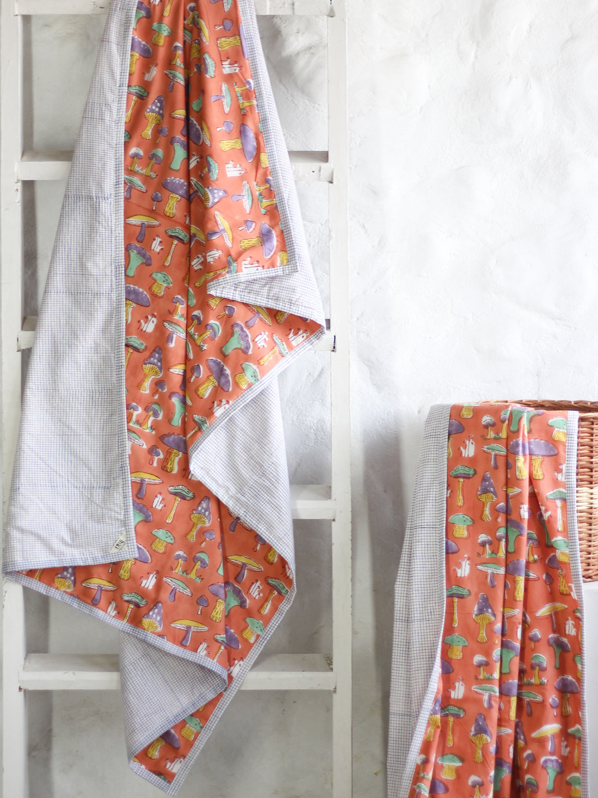 Kids Quilts - Rust Orange Mushroom