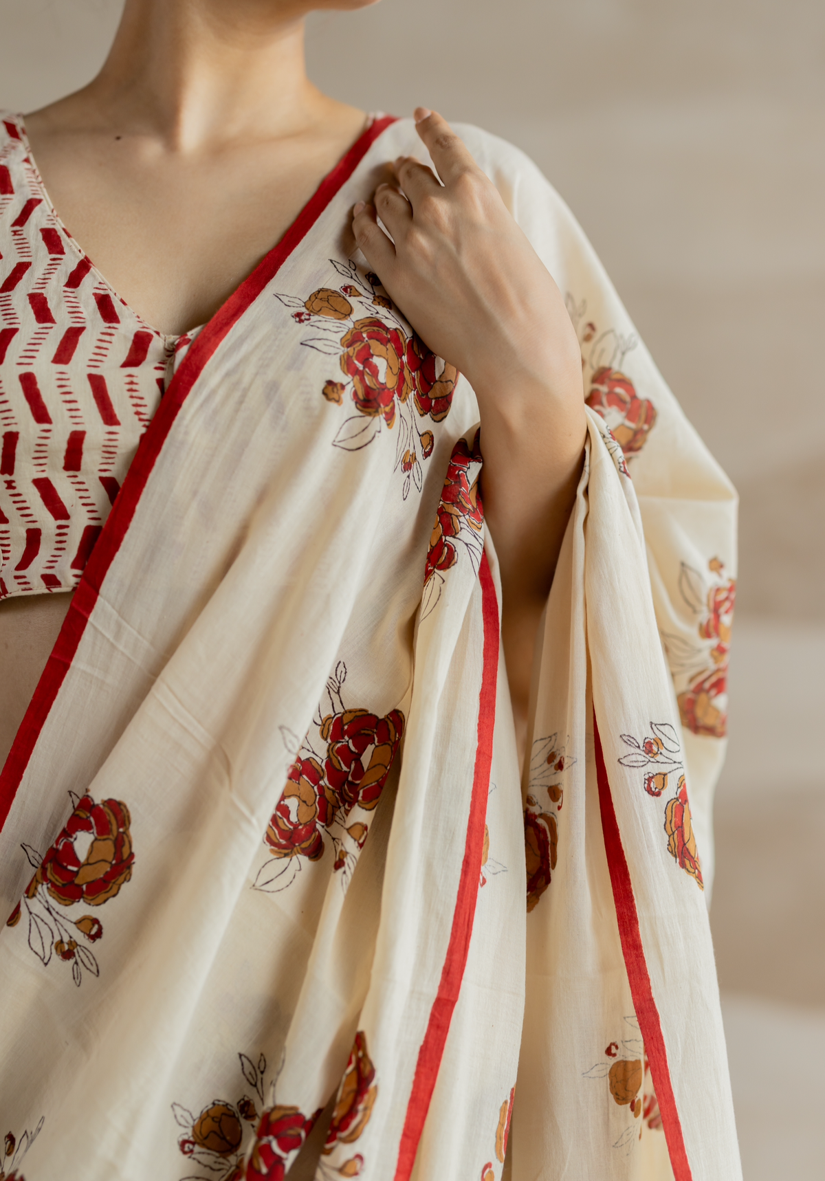 ROSE IVORY – Mul Cotton Saree