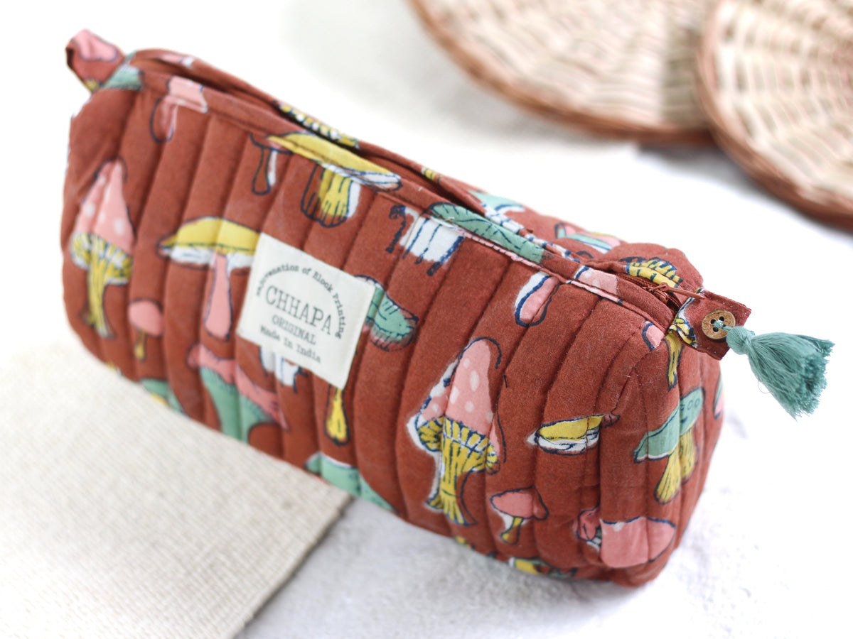 RUST ORANGE MUSHROOM POUCH