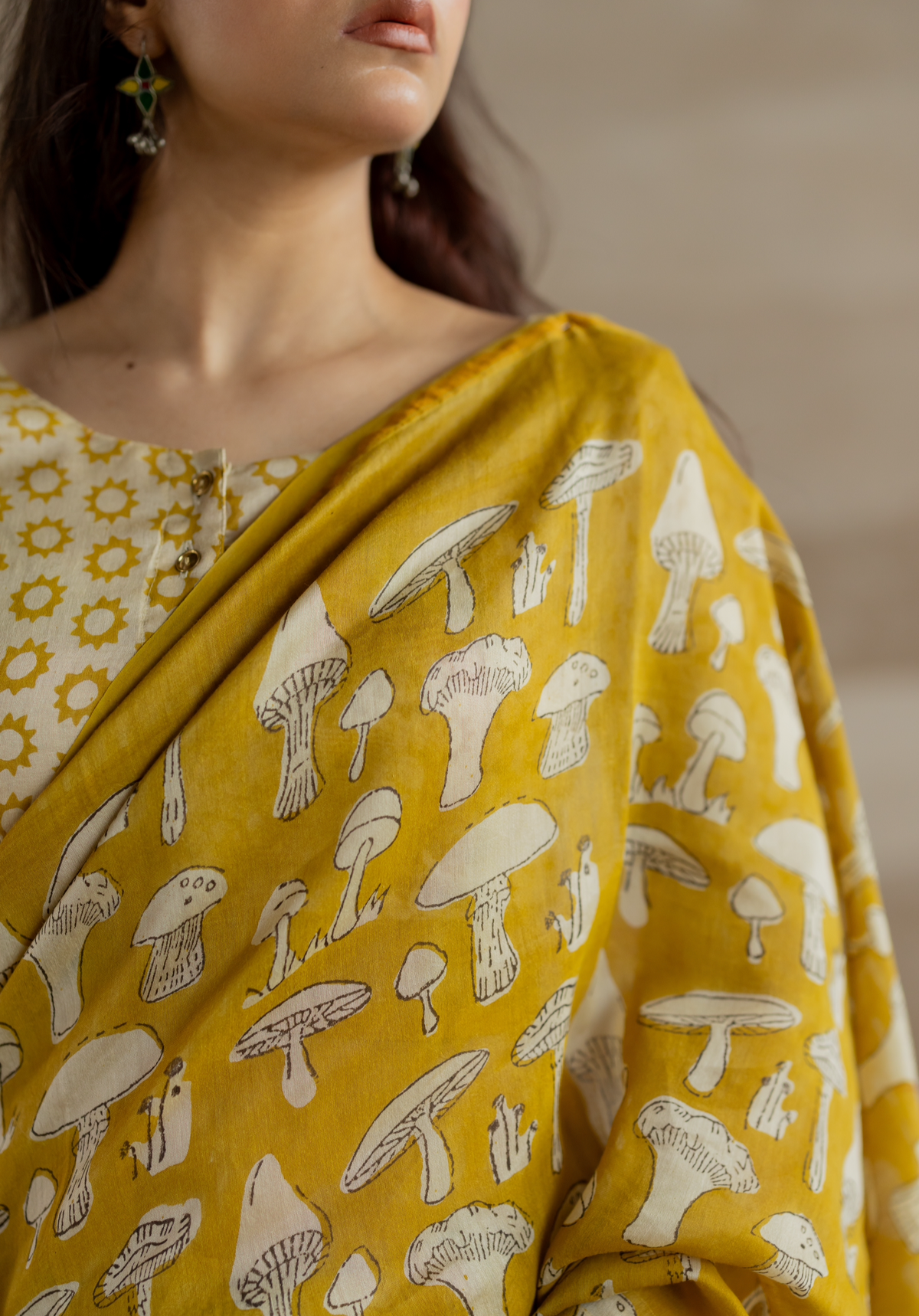 GOLDEN MUSHROOM - Chanderi Saree