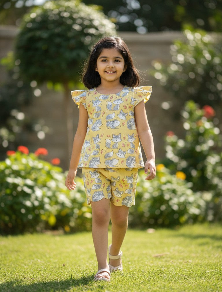 KIDS TOP & SHORT SET FOX DOODLE