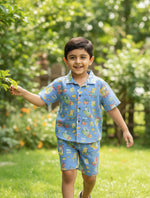 KIDS DINO IN SPACE MUSLIN SHIRT & SHORT SET
