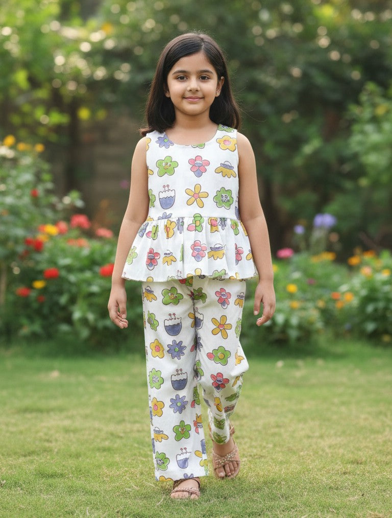 FLOWER TOP & PANT SET