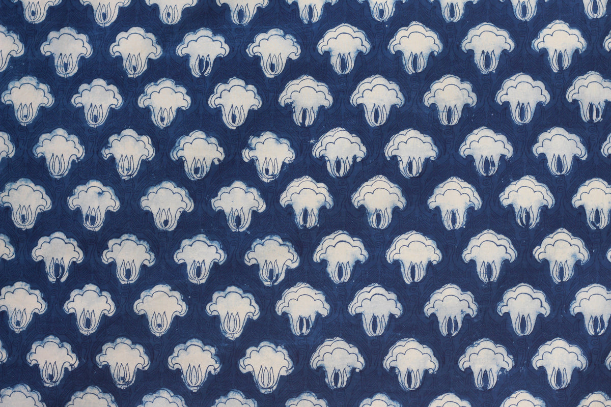 Fabric -Indigo Flower Butti