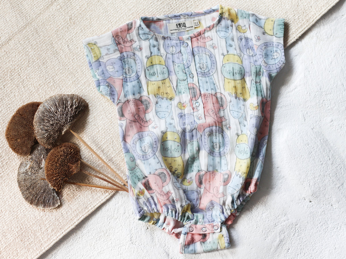 BABY MUSLIN ANIMAL ROMPER