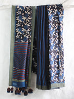 Dabu Indigo Maroon -Chanderi Saree