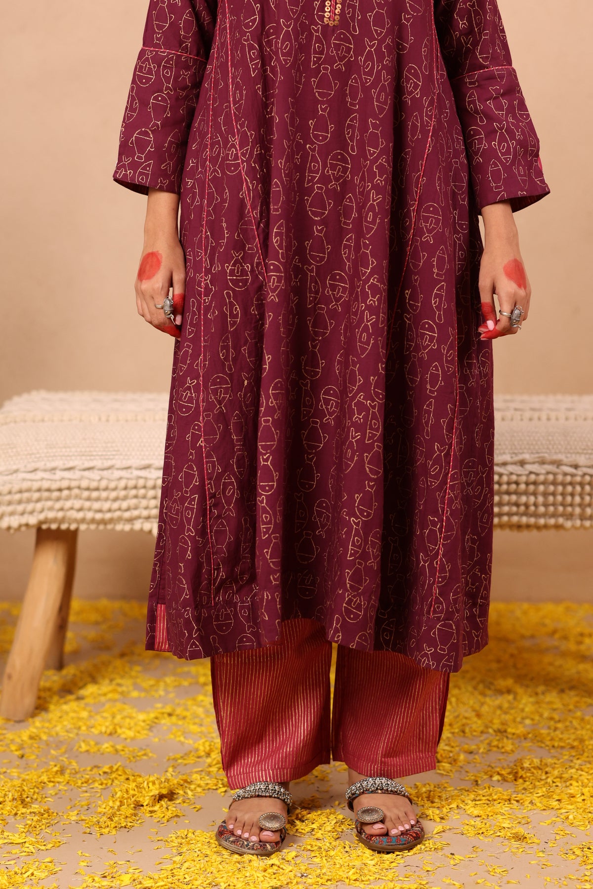 PURPLE LAGOON - Satin Cotton Kurtaset