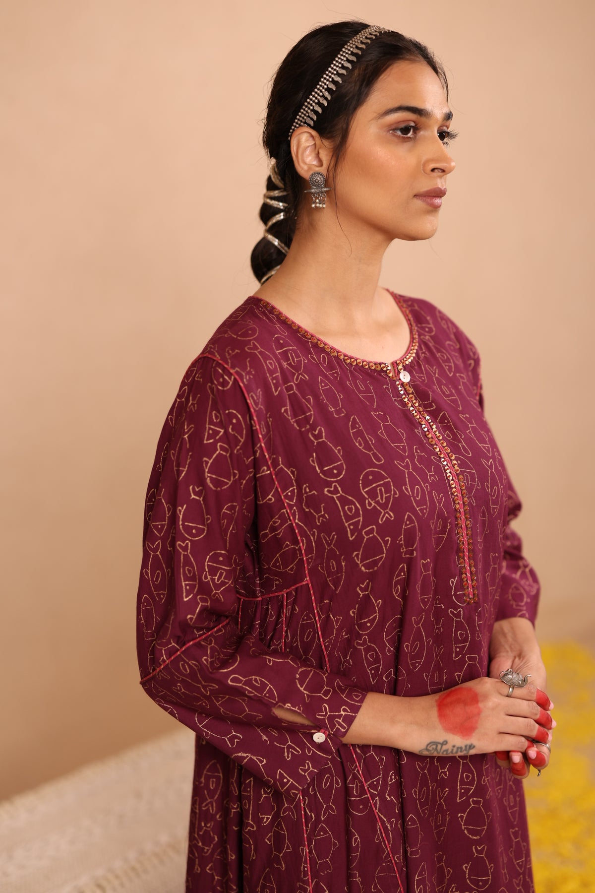 PURPLE LAGOON - Satin Cotton Kurtaset