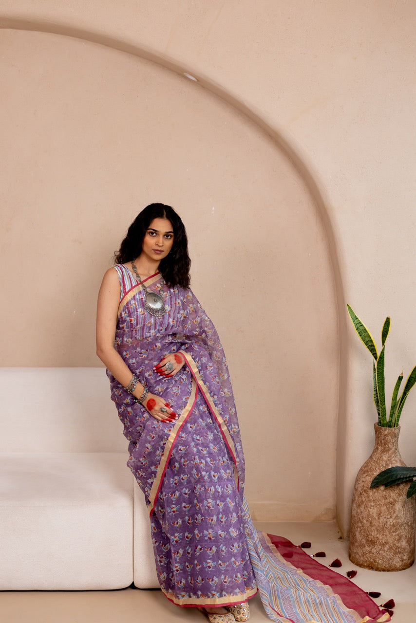 PAKHI LEHER Kota Doria Saree