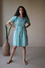 BLUE PUP PARADE DRESS