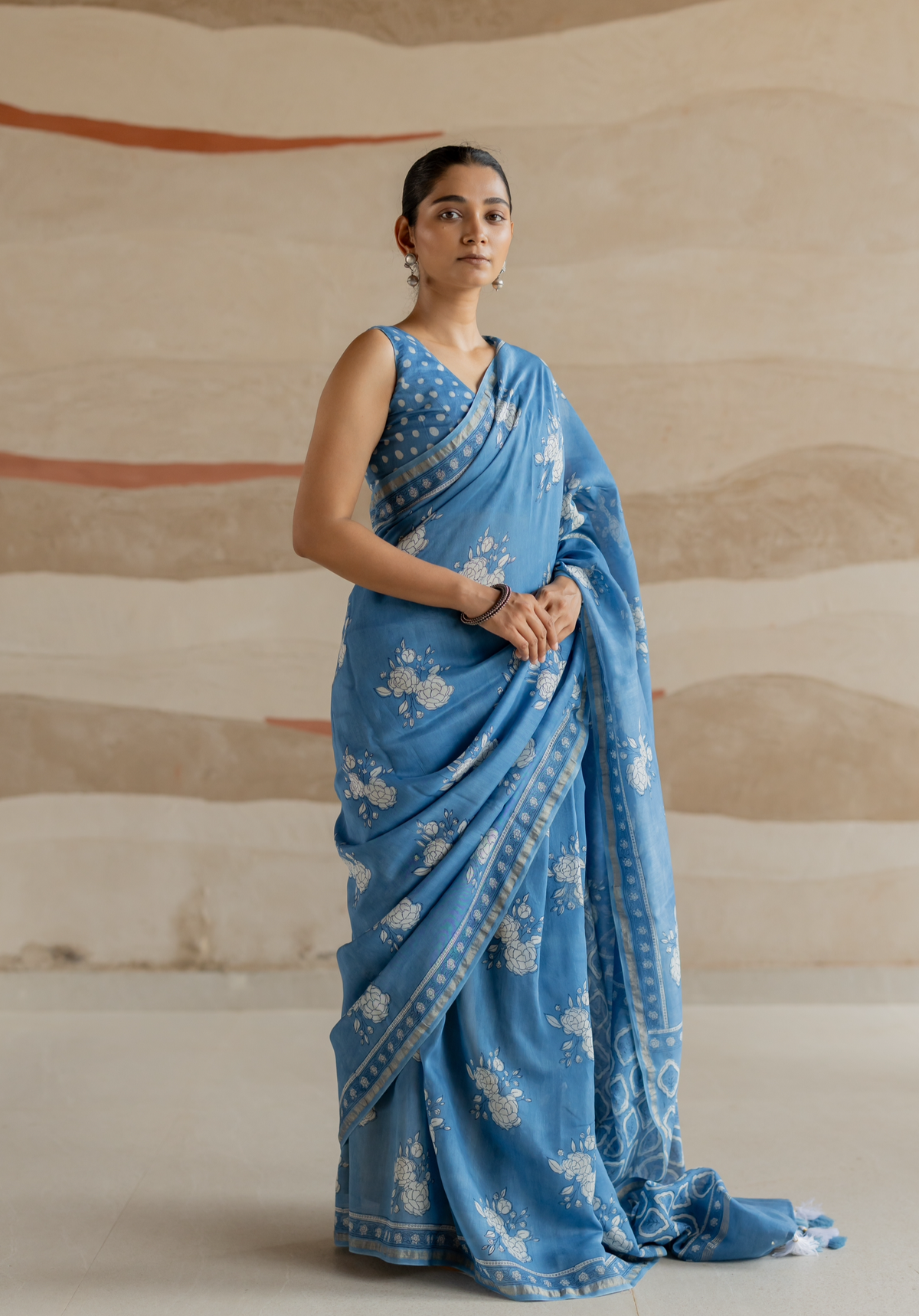 NEEL GULAB - Chanderi Saree