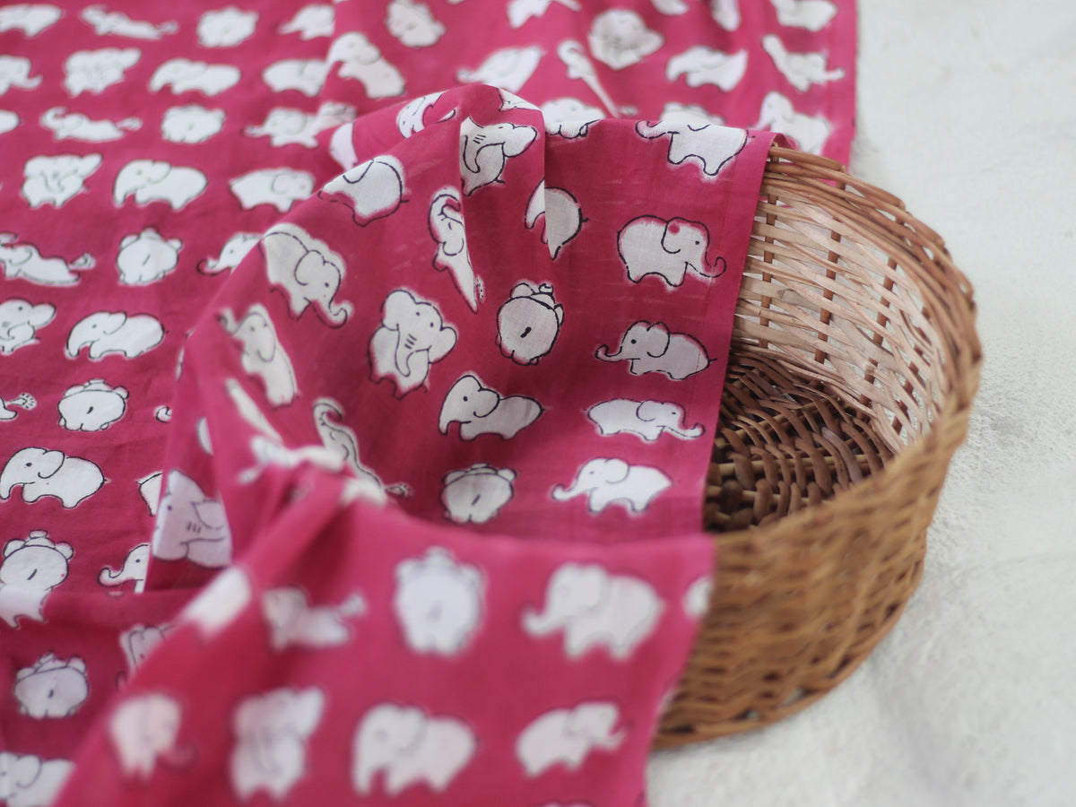 Fabric - Elephants in Pink