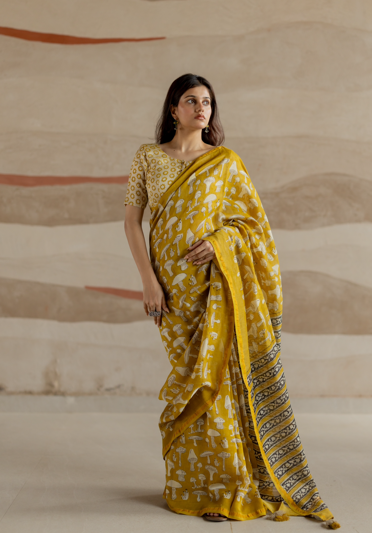 GOLDEN MUSHROOM - Chanderi Saree