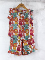 FUN ANIMALS MUSLIN TOP & SHORT SET