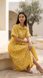 Golden Yellow Fish Collar Dress