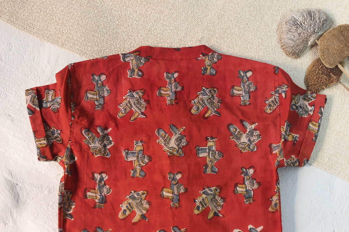 Bagru Maroon Plane Shirt