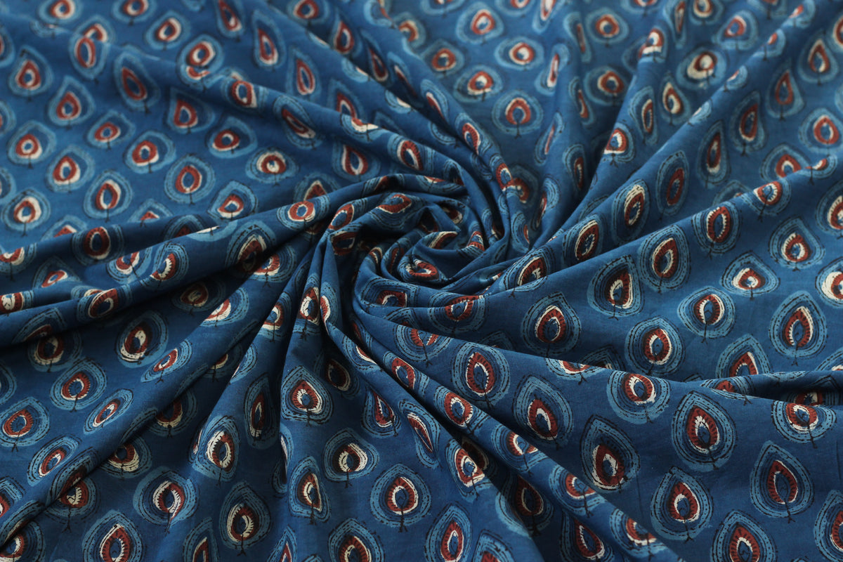 Fabric -Indigo Maroon Patti