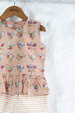PEACH BIRDS TOP & SHORTS SET