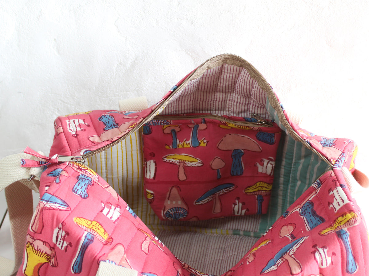 Pink Mushroom Duffle Bag