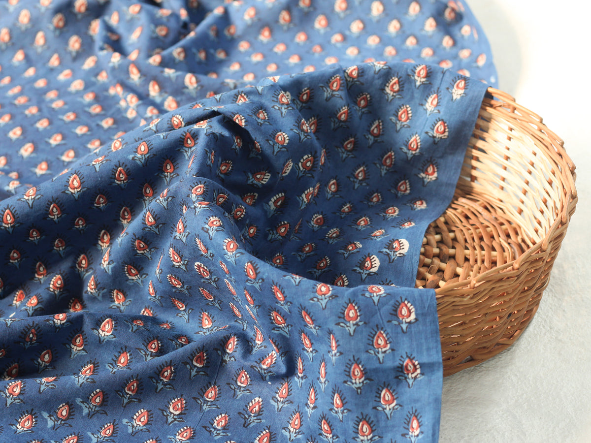 Fabric -Indigo Flower butti