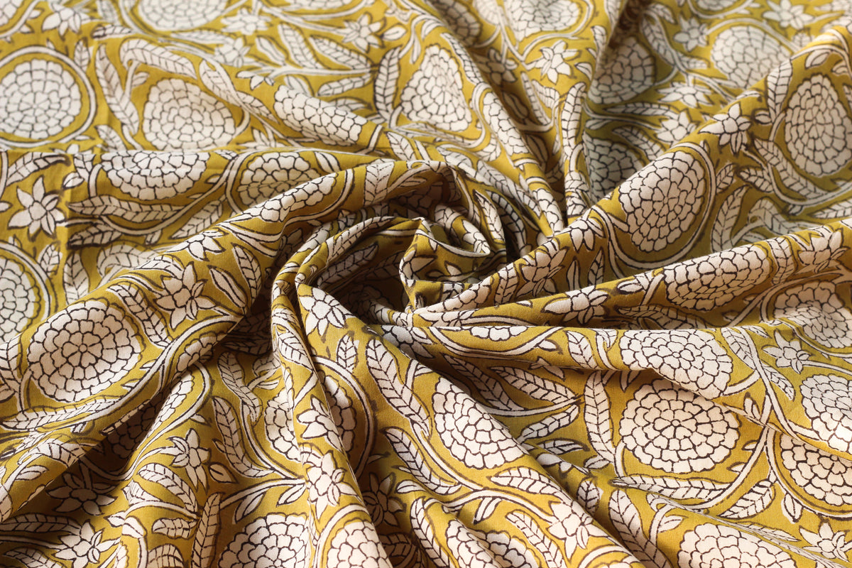 Fabric -Khakhi Floral Jaal