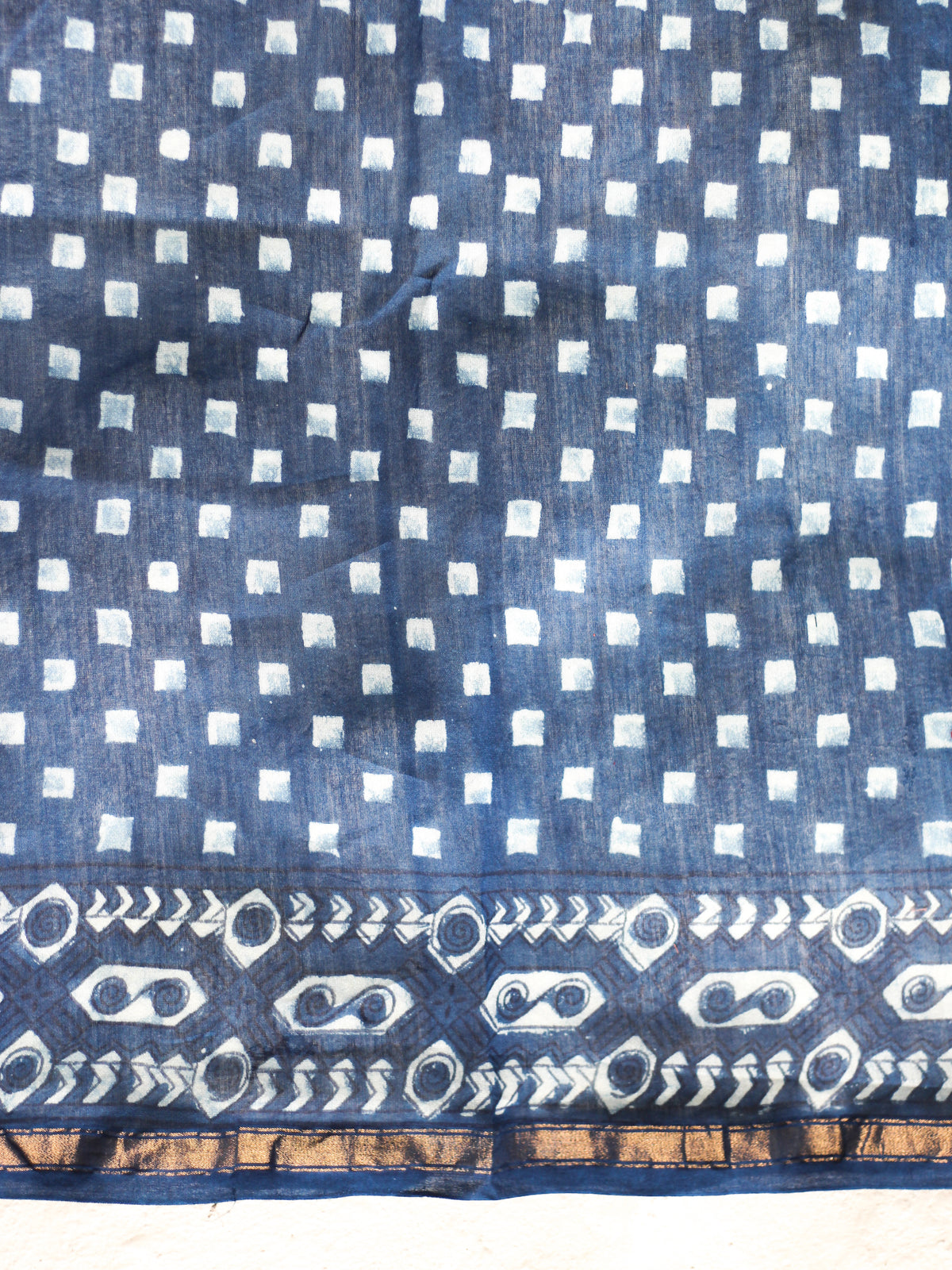 Dabu Indigo Elephant-Chanderi Saree