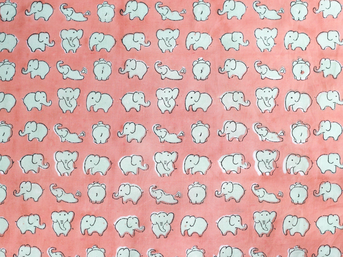 Fabric -Elephants in Peach
