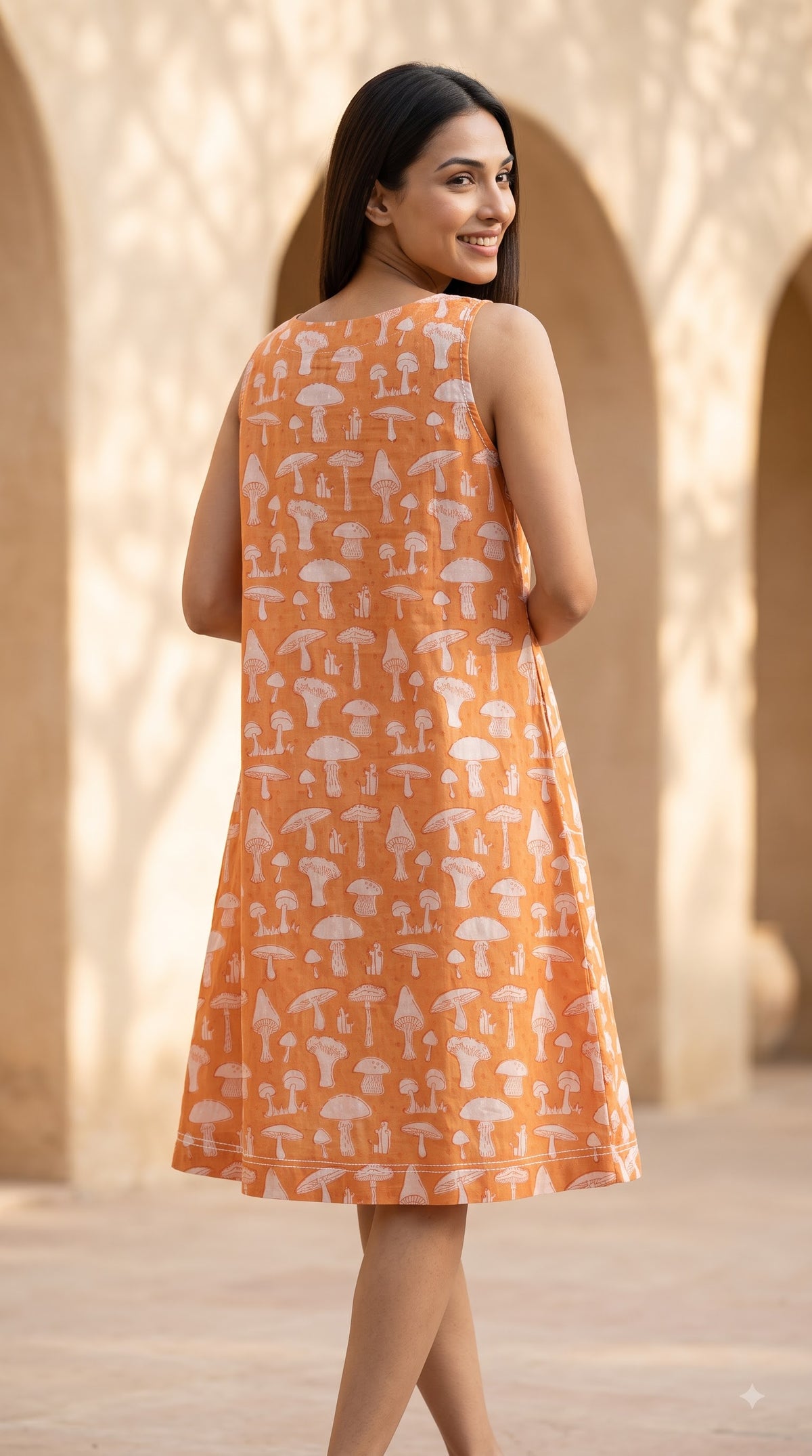 Coral Orange Mushroom Dress