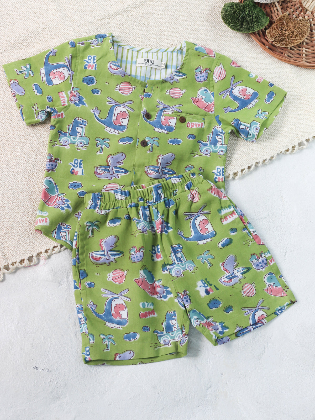 KIDS DINO IN SPACE SHIRT & SHORT SET