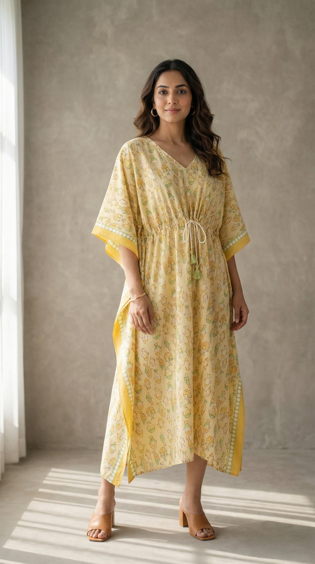 Kaftan- Fish in Yellow