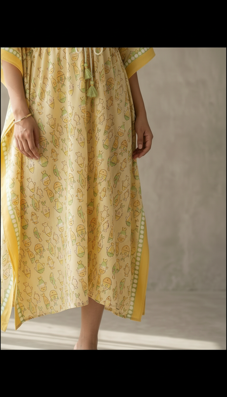 Kaftan- Fish in Yellow