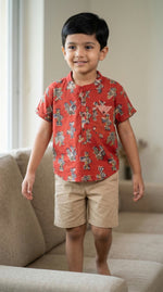 Bagru Maroon Plane Shirt