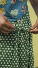 teal flowers with green polka Skirt & Top pair
