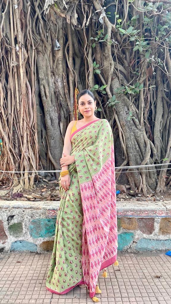 ETI- PISTACHIO ANARBUTTI MUL COTTON SAREE 😊