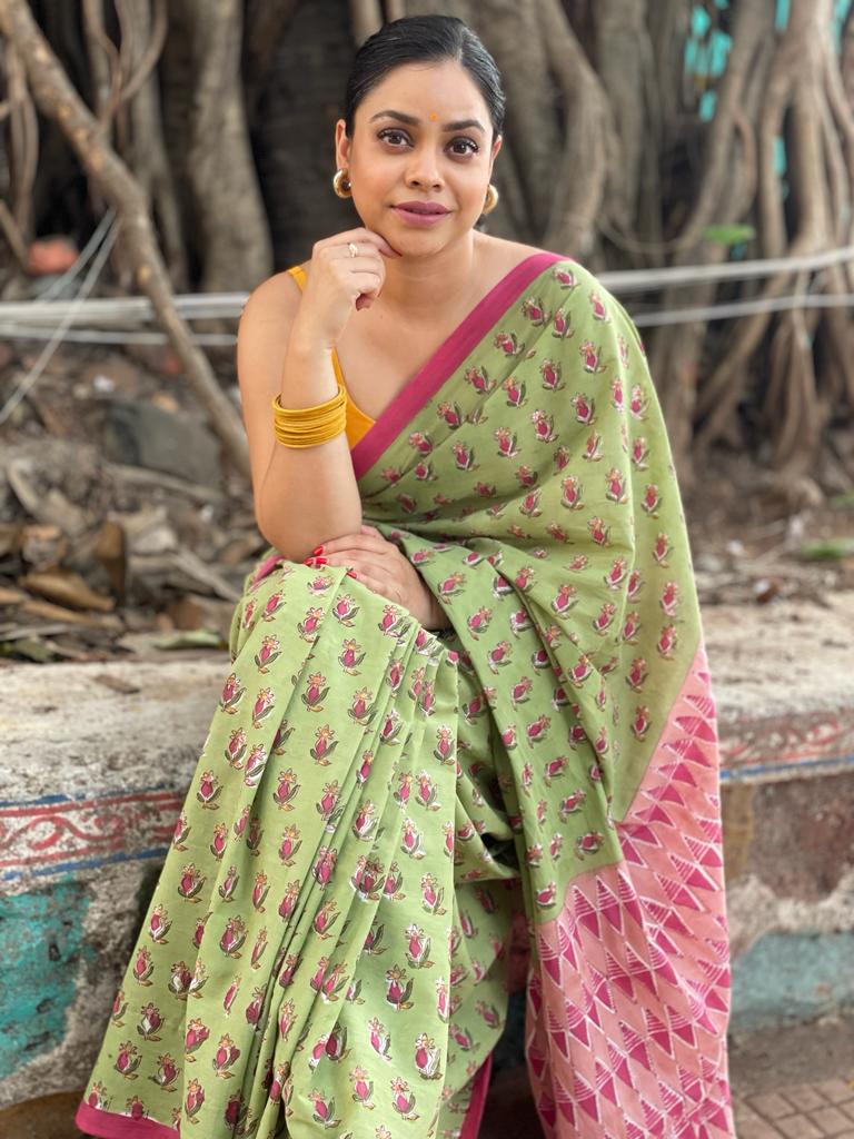 ETI- PISTACHIO ANARBUTTI MUL COTTON SAREE 😊