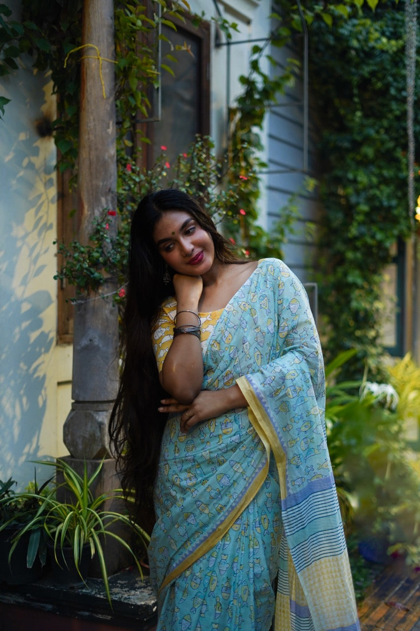 AQUA HARMONY MUL - Cotton Saree