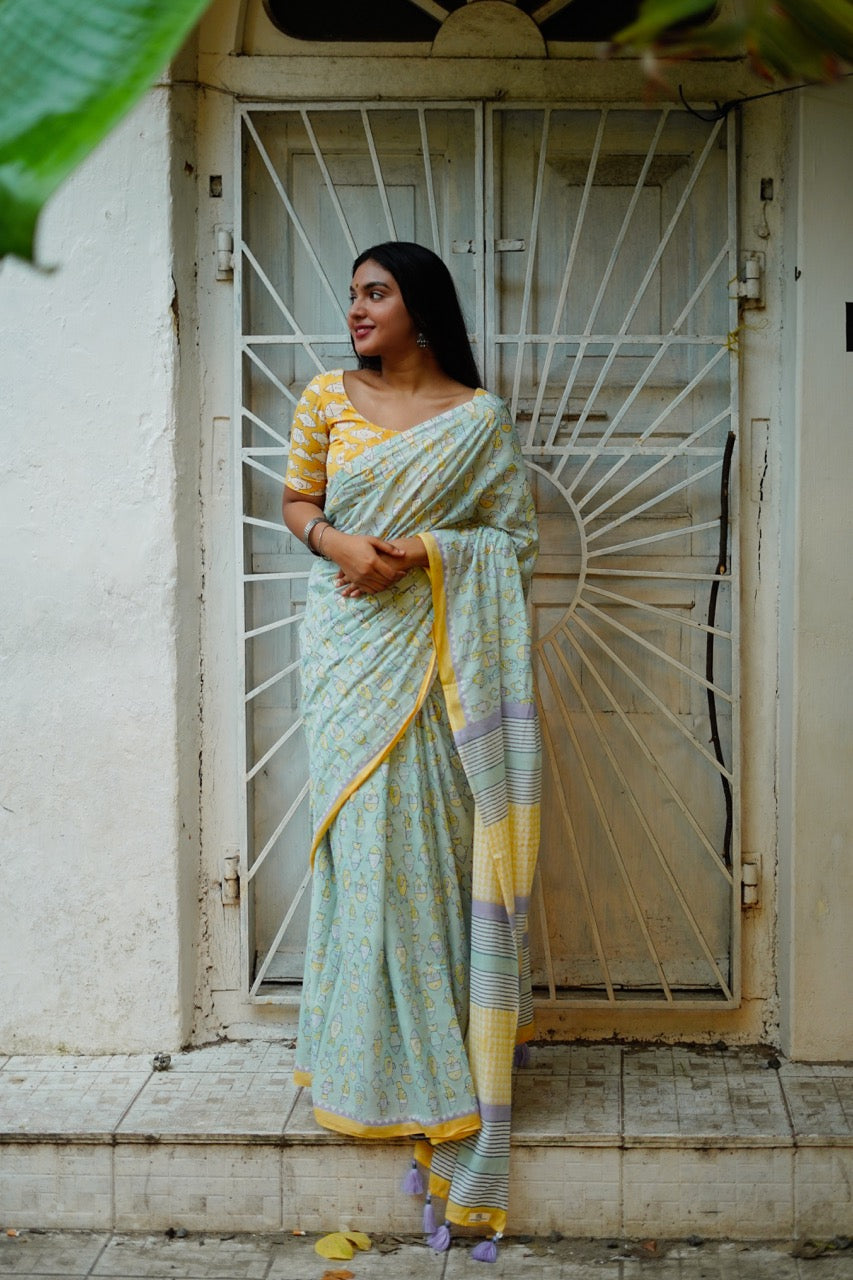 AQUA HARMONY MUL - Cotton Saree