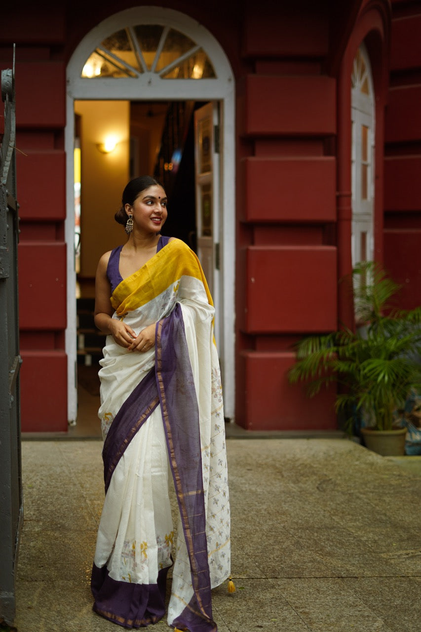 TWILIGHT BLOOM Chanderi Saree