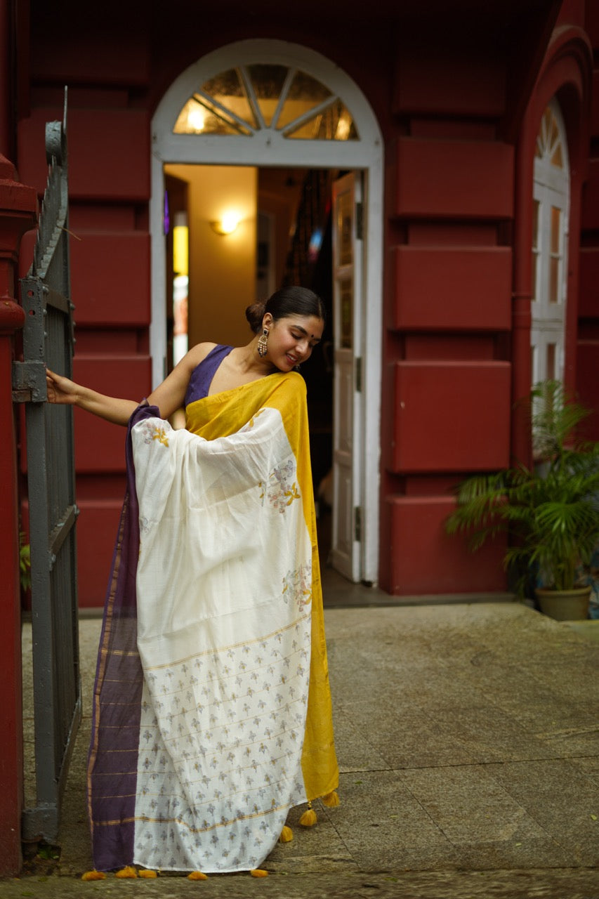 TWILIGHT BLOOM Chanderi Saree