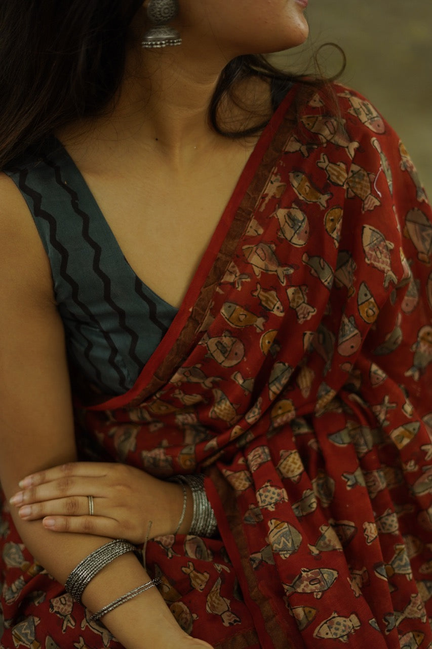 MAROON MIRAGE - Chanderi Saree