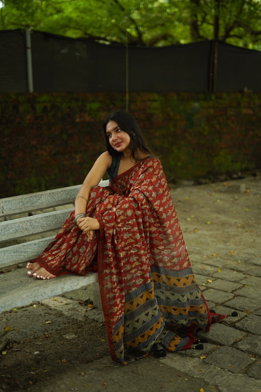 MAROON MIRAGE - Chanderi Saree