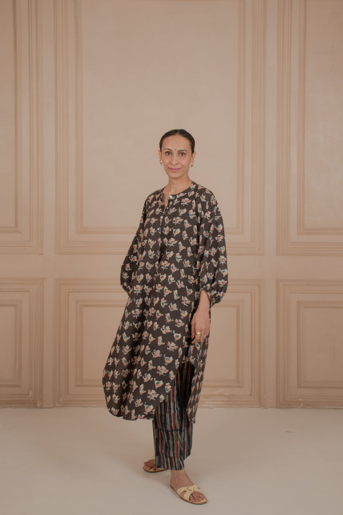 BIRDSONG BLACK Cotton Kurtaset