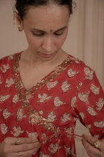 MAROON MELODY Cotton Kurtaset