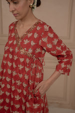 MAROON MELODY Cotton Kurtaset