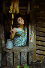 SEAFOAM MUSHROOM MAGIC - Chanderi Saree