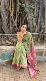 PISTACHIO ANAAR BUTTI - Mul Cotton Saree