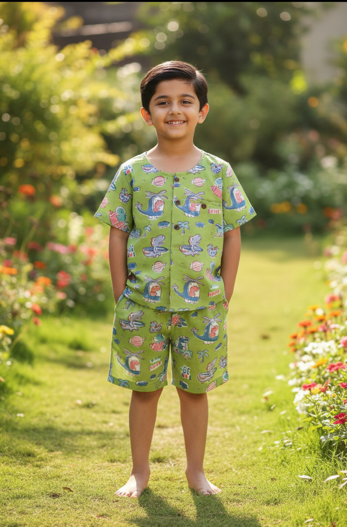 KIDS DINO IN SPACE SHIRT & SHORT SET